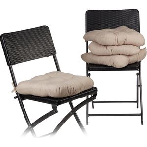 Relaxdays zitkussen set van 4 - 36 x 36 cm - extra zacht - wasbaar - grijs