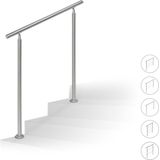 Relaxdays trapleuning - 1,0 m - rvs - 2 palen - 3 dwarsbalken - binnen - buiten - modern - zilver