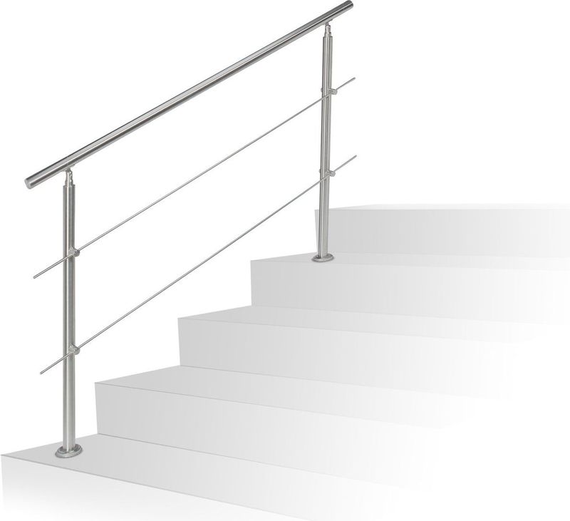 relaxdays - Balustrade Set - RVS - Voor Buiten - Tot 1,5 m Lang Hekwerk