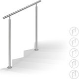 Relaxdays trapleuning - 1,0 m - rvs - 2 palen - zonder dwarsbalken - binnen - buiten - modern - zilver