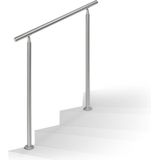 Relaxdays trapleuning - 1,0 m - rvs - 2 palen - zonder dwarsbalken - binnen - buiten - modern - zilver