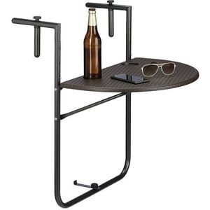 Relaxdays balkontafel BASTIAN - inklapbaar - verstelbaar op 3 hoogtes - tafelblad 60 x 40 cm - bruin