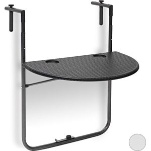 Relaxdays Balkonhangtafel BASTIAN inklapbaar, 3-voudig in hoogte verstelbare klaptafel, tafelblad B x D: 60 x 40 cm, bruin