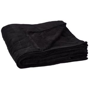 Relaxdays plaid extra groot - woondeken fleece - woonplaid zacht - xl bankdeken wasbaar - zwart