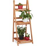 Relaxdays Blumentreppe aus Holz, Blumenständer für innen, 3-stufig, Leiterregal, Klappbar, HBT: ca. 107,5 x 41 x 40 cm, braun