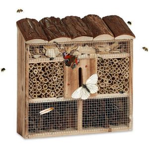 Relaxdays insectenhotel - hangend - vlinderhuis - ophangen - hout - tuin - 31x30,5x9,5 cm - natuur