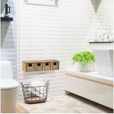 Relaxdays wandrek - walnotenhout - met uitneembare manden - 61,5 cm breed - 4 vakken - natuur