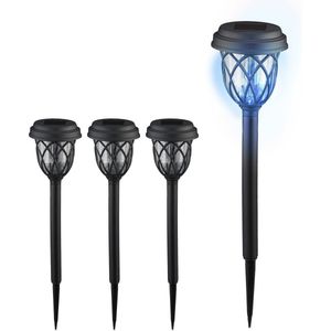 Relaxdays solar tuinlampen - lantaarns met grondpen - 42 cm - led buitenlampen - zwart - Pak van 4