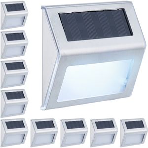 Relaxdays solar wandlampen voor buiten - led buitenverlichting - tuin of schutting - set - Pak van 10