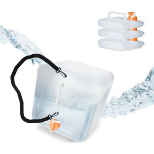 Relaxdays set van 4 jerrycans - opvouwbare bidons - 20 liter - met kraan - drinkwater - Oranje