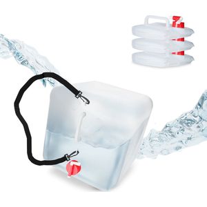 Relaxdays opvouwbare jerrycans - set van 4 - 20 liter - met kraan - draagriem - BPA-vrij - transparant-rood
