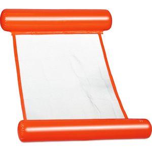 Relaxdays waterhangmat - luchtbed met net - luchtmatras zwembad met gaas - opblaasbaar - Oranje