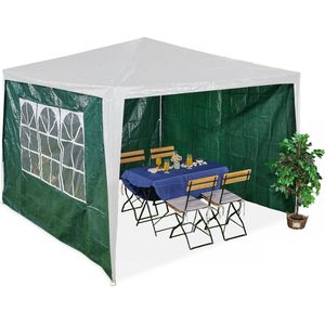 Relaxdays zijwanden partytent - set van 3 - tuintent wanden - 1 wand met ramen - 2x3 m - groen