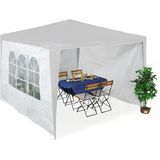 Relaxdays zijwanden partytent - set van 3 - tuintent wanden - 1 wand met ramen - 2x3 m - wit