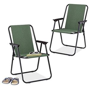 Relaxdays 2 stuks campingstoel klapstoel armleuning tot 100 kg klapstoel klapstoel festival klapstoel groen