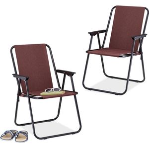 Relaxdays campingstoel inklapbaar set van 2 - klapstoel 100 kg - visstoel met armleuningen - rood