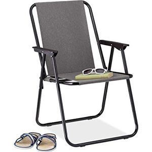 Relaxdays Klapstoel, campingstoel, licht draagbaar tot 100 kg, polyester, ijzer, campingstoel, vouwstoel, strandstoel, grijs