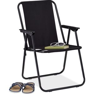 Relaxdays campingstoel inklapbaar - strandstoel - klapstoel camping - tuinstoel - festival - zwart