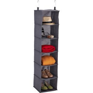 Relaxdays Kast Organizer Hangend - Kledingkast Organizer 6 Vakken - Kleding Organizer Stof - Grijs