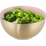 Relaxdays saladeschaal - 2 liter - saladekom - serveerschaal - rond - mengkom - rvs - roze