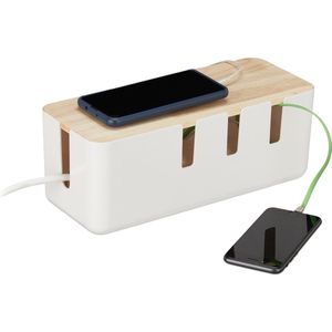 Relaxdays opbergbox stekkerdoos - kabelbox - oplaadbox - kabelorganizer - kabelmanagement - wit