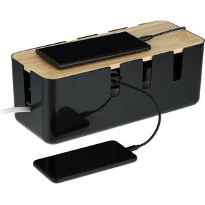 Relaxdays opbergbox stekkerdoos - kabelbox - oplaadbox - kabelorganizer - kabelmanagement - zwart