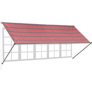 Relaxdays uitvalscherm - 120 x 400 cm - oprolbaar - uv-werend - polyester - zonnescherm raam & balkon - grijs-rood