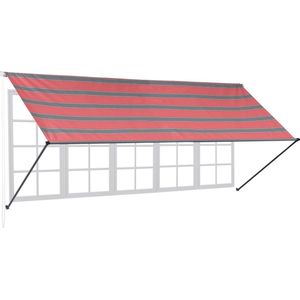 Relaxdays uitvalscherm - zonnescherm - raam of deur - zonwerend - markies - grijs-rood - 400 x 120 cm