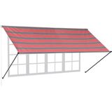 Fallarmmarkise, HxB: 120x350 cm, einziehbar, UV-Schutz, Polyester, Schattenspender Fenster & Balkon, grau/rot - Relaxdays