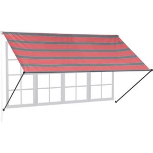 Relaxdays uitvalscherm, HxB: 120 x 300 cm, oprolbaar, uv-werend, polyester, zonnescherm voor raam en balkon, grijs/rood