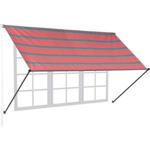Relaxdays uitvalscherm, HxB: 120 x 250 cm, oprolbaar, uv-werend, polyester, zonnescherm voor raam en balkon, grijs/rood