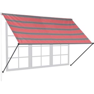 Relaxdays uitvalscherm - zonnescherm - raam of deur - zonwerend - markies - grijs-rood - 200 x 120 cm
