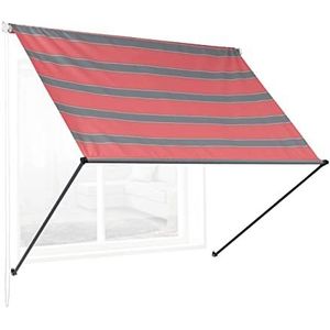Relaxdays uitvalscherm, HxB: 120 x 150 cm, oprolbaar, uv-werend, polyester, zonnescherm voor raam en balkon, grijs/rood
