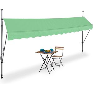 Relaxdays klem-zonwering - zonnescherm - verstelbaar - markies - uv-bestendig - groen - 400 x 120 cm