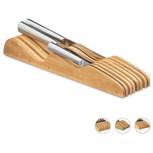 Relaxdays messenblok lade - zonder messen - liggend - bamboe - voor 7 messen - 5 x 9,5 x 40 cm
