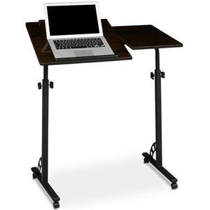 Laptoptisch höhenverstellbar, HxBxT:110x80x50cm, mit Rollen, Ablage für Beamer, Notebook, Ebenholz/schwarz - Relaxdays