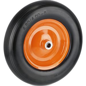 Relaxdays Schubkarren wiel 4.80 4.00-8, rubber band met stalen velg, reservewiel antilek, 120 kg draaglast, zwart/oranje