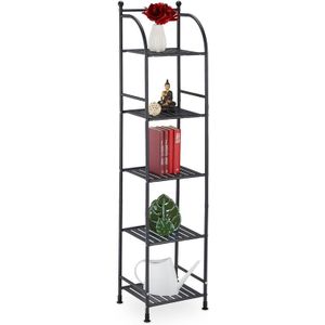 Relaxdays badkamerrek 5 etages - keukenrek - opbergrek badkamer - rek metaal - zwart