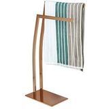 Relaxdays - Handtuchhalter wimedo, eckig, HxBxT: 80x32x20cm, freistehend mit 2 Stangen, Edelstahl, dekorativ, kupfer