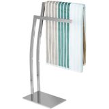 Relaxdays - Handtuchhalter wimedo, HxBxT:80x32x20cm, freistehend, 2 Stangen, eckiger Standfuß, Edelstahl, silber