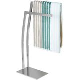 Relaxdays - Handtuchhalter wimedo, HxBxT:80x32x20cm, freistehend, 2 Stangen, eckiger Standfuß, Edelstahl, silber