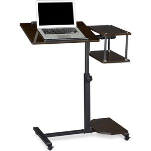 Relaxdays Laptoptafel op wieltjes XL - laptopstandaard - 4 planken - ook linkshandigen - zwart