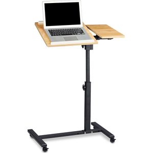 Relaxdays Laptoptafel op wieltjes - hout - laptopstandaard - ook voor linkshandigen - geel