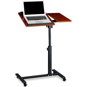 Relaxdays Laptoptafel op wieltjes - hout - laptopstandaard - ook voor linkshandigen - rood