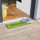 Relaxdays Deurmat Kokos 75x25 Welcom - Kokosma - Schoonloopma - Voetveger - Groen