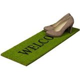Relaxdays Deurmat Kokos 75x25 Welcom - Kokosma - Schoonloopma - Voetveger - Groen