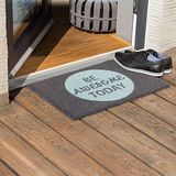 Relaxdays deurmat BE AWESOME - 40 x 60 cm - met tekst - modern - antislip - turquoise