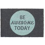 Relaxdays deurmat BE AWESOME - 40 x 60 cm - met tekst - modern - antislip - turquoise