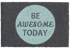 Relaxdays deurmat BE AWESOME - 40 x 60 cm - met tekst - modern - antislip - turquoise