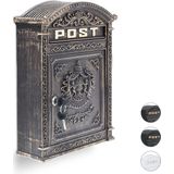 Relaxdays wandbrievenbus antiek - nostalgische brievenbus - Engels design - A4 formaat - bronzen